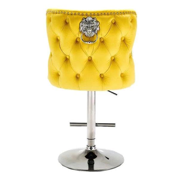 Valentino Lion Knocker Quilted Tufted Plush Velvet BAR STOOLS - 6 Colours-Esme Furnishings