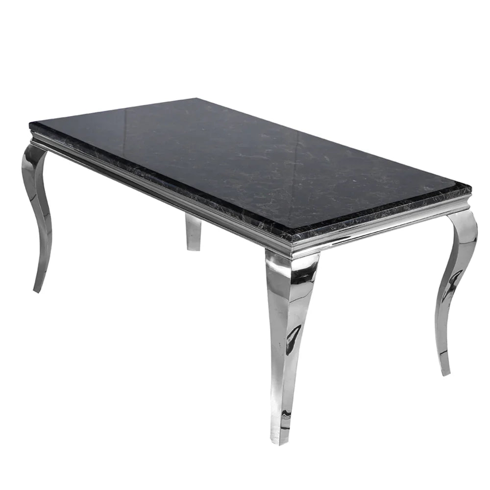 Louis 150cm Marble & Chrome Dining Table - Belmont Interiors