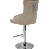 Dakota, Cream French Velvet, Quilted Back Bar Stool - Belmont Interiors