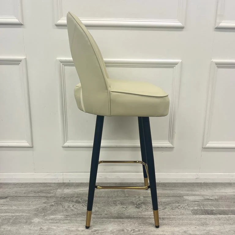 Astra Cream Black & Gold Bar Stool - Belmont Interiors