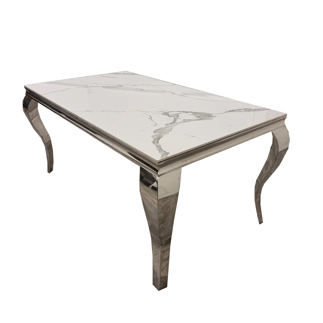 Louis 150cm Marble & Chrome Dining Table - Belmont Interiors