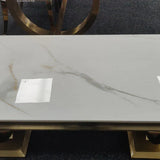 Arianna Gold 120cm Ceramic / Marble Coffee Table - Belmont Interiors