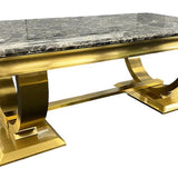 Arianna Gold 120cm Ceramic / Marble Coffee Table - Belmont Interiors