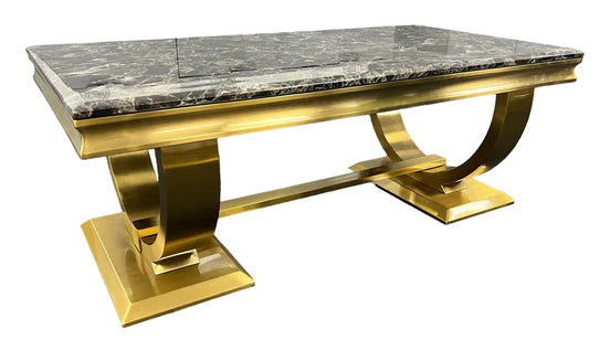 Arianna Gold 120cm Ceramic / Marble Coffee Table - Belmont Interiors