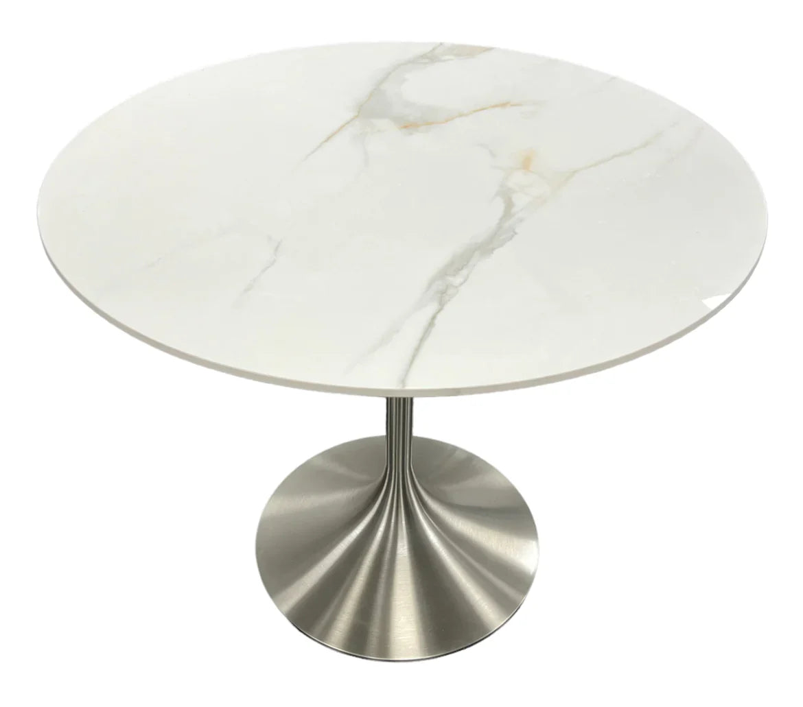 Bentley 90cm Ceramic Round Table (Chrome) - Belmont Interiors