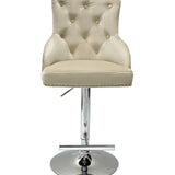 Dakota, Cream French Velvet, Quilted Back Bar Stool - Belmont Interiors