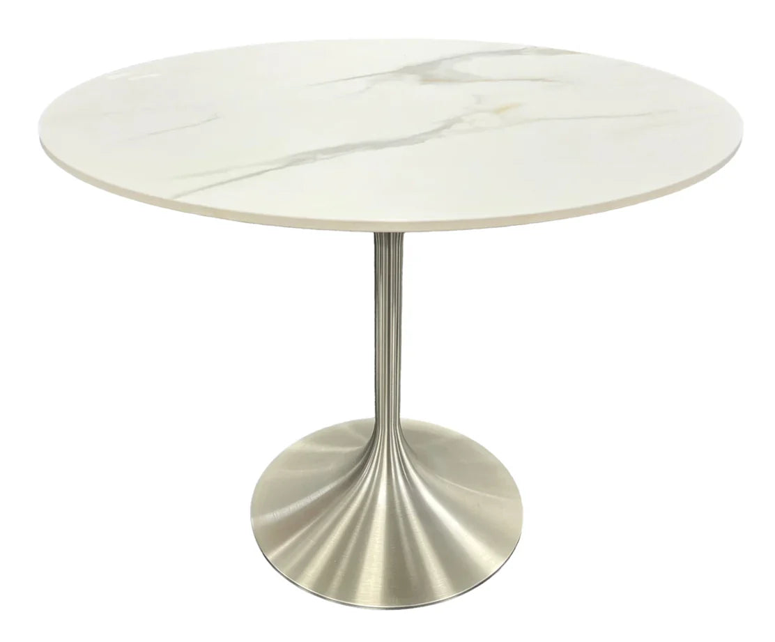 Bentley 90cm Ceramic Round Table (Chrome) - Belmont Interiors