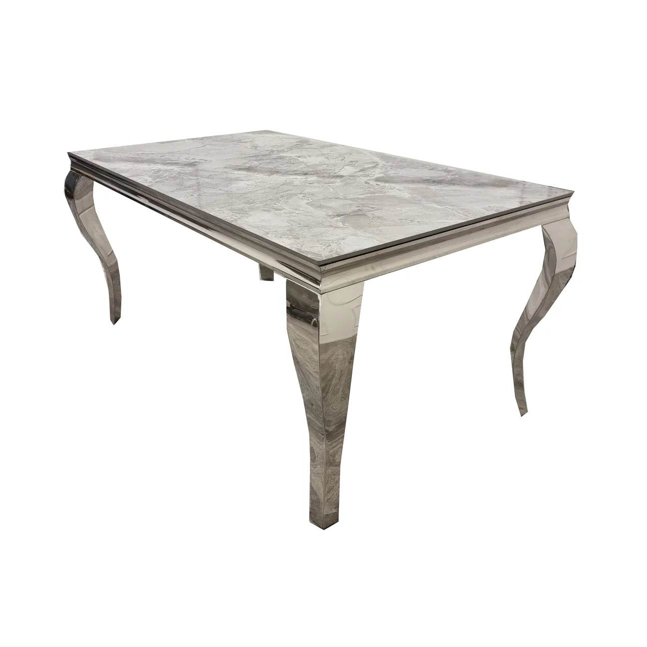 Louis 150cm Marble & Chrome Dining Table - Belmont Interiors