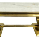 Arianna Gold 120cm Ceramic / Marble Coffee Table - Belmont Interiors