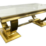 Arianna Gold 120cm Ceramic / Marble Coffee Table - Belmont Interiors