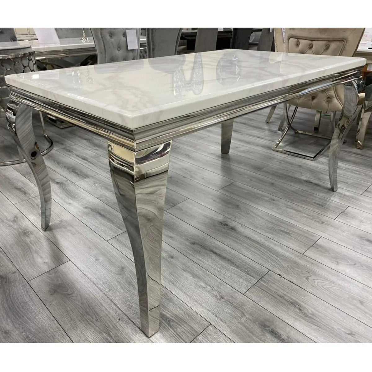 Louis 180CM Marble & Chrome Dining Table - 5 Colours - Belmont Interiors