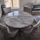 Chelsea 130cm Marble & Chrome Round Dining Table - 5 Colours - Belmont Interiors