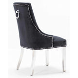 Knightsbridge Black French Velvet Knocker Back Dining Chair With Chrome Legs - Belmont Interiors