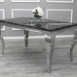 Louis 150cm Marble & Chrome Dining Table - Belmont Interiors