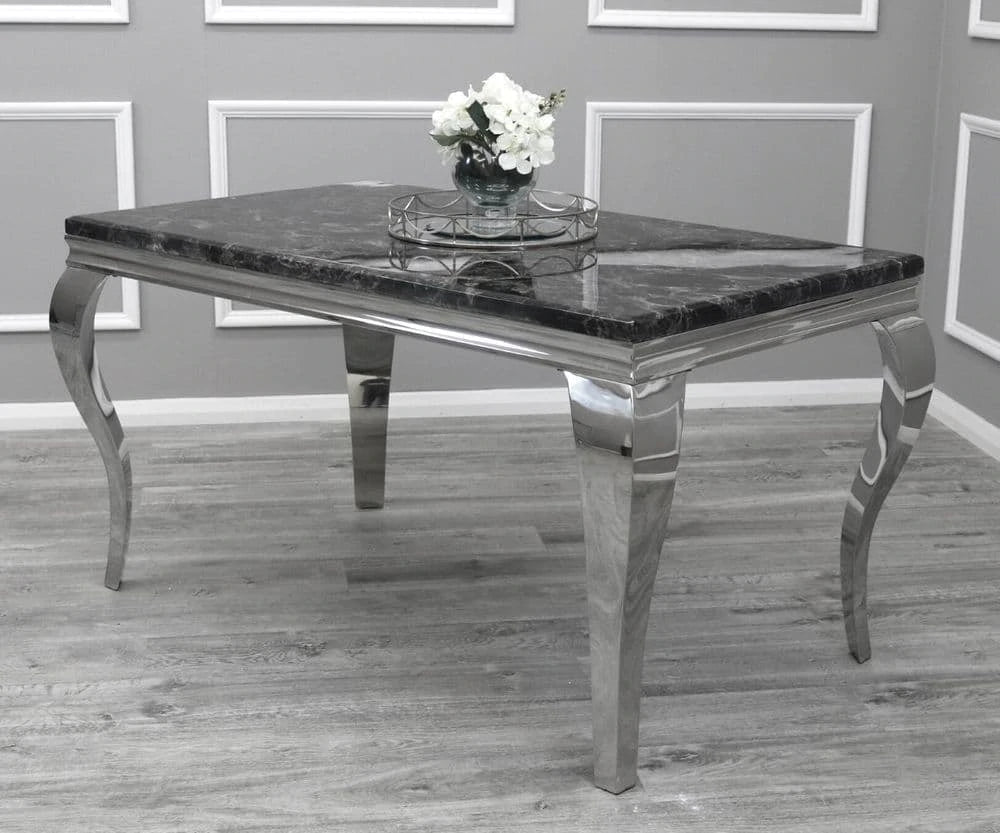 Louis 150cm Marble & Chrome Dining Table - Belmont Interiors