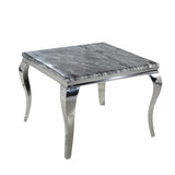 Louis 100cm Square Marble / Glass Dining Table - Belmont Interiors