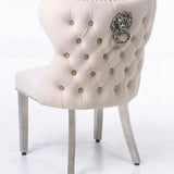 Valentino Lion Knocker Quilted Tufted Plush Velvet Dining Chair - 6 Colours-Esme Furnishings