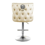 Valentino Lion Knocker Quilted Tufted Plush Velvet BAR STOOLS - 6 Colours-Esme Furnishings