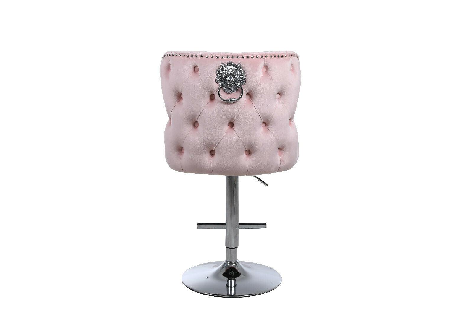 Valentino Lion Knocker Quilted Tufted Plush Velvet BAR STOOLS - 6 Colours-Esme Furnishings