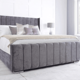 The Florida Panel Wing Plush Velvet Bed Frame-Esme Furnishings