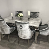 Louis 180cm White Marble Dining Table + Belle Plush Velvet Chairs - Belmont Interiors