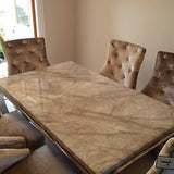 Louis 180cm White Marble Dining Table + Belle Plush Velvet Chairs - Belmont Interiors