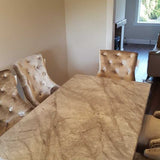 Louis 180cm White Marble Dining Table + Belle Plush Velvet Chairs - Belmont Interiors