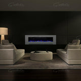 Aurora Grey 60" Insert Electric Fire 10 Colour LED Glass Wall Mounted Inset-Esme Furnishings