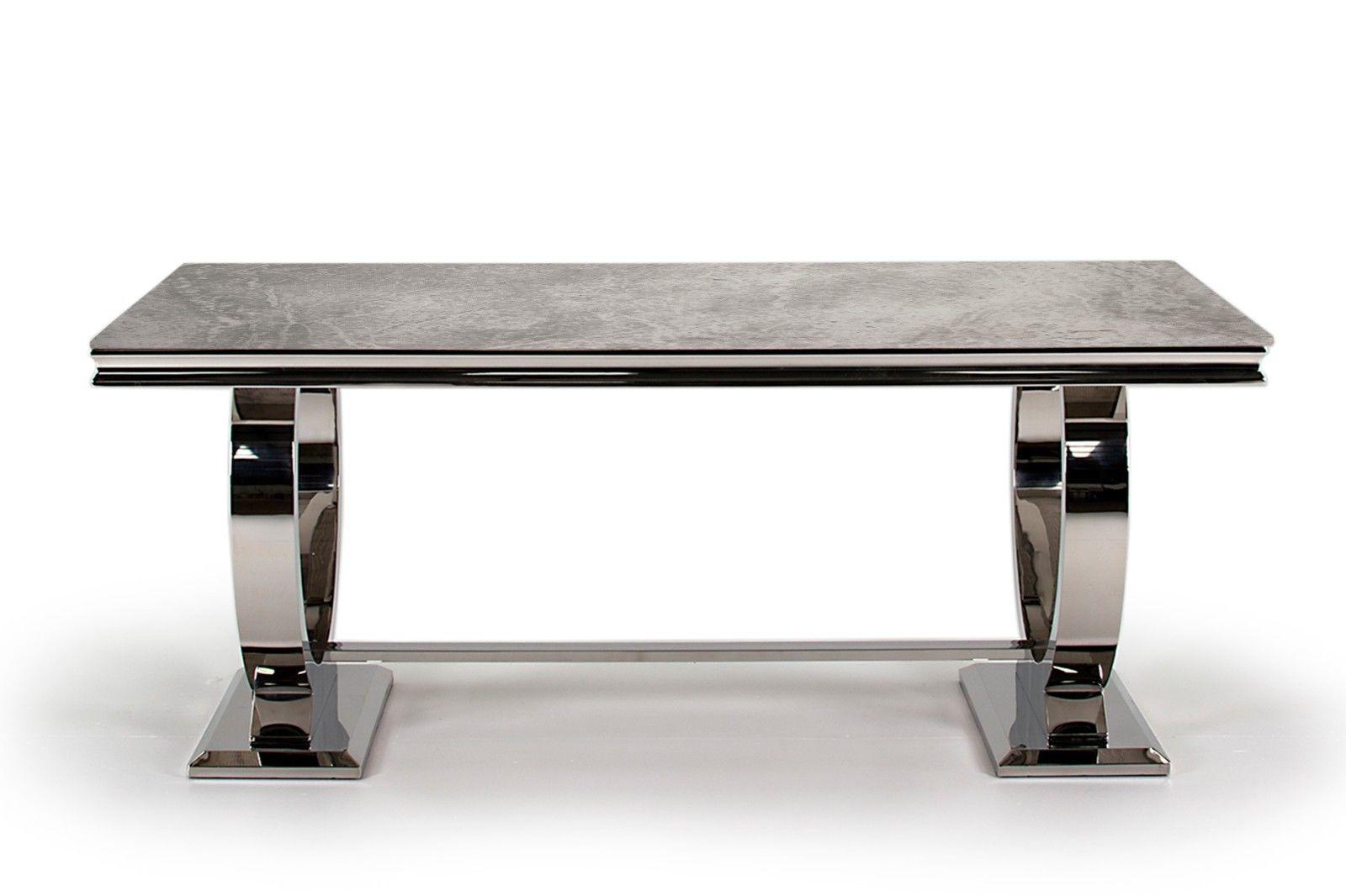 Arianna 200cm Grey Marble Dining Table-Esme Furnishings