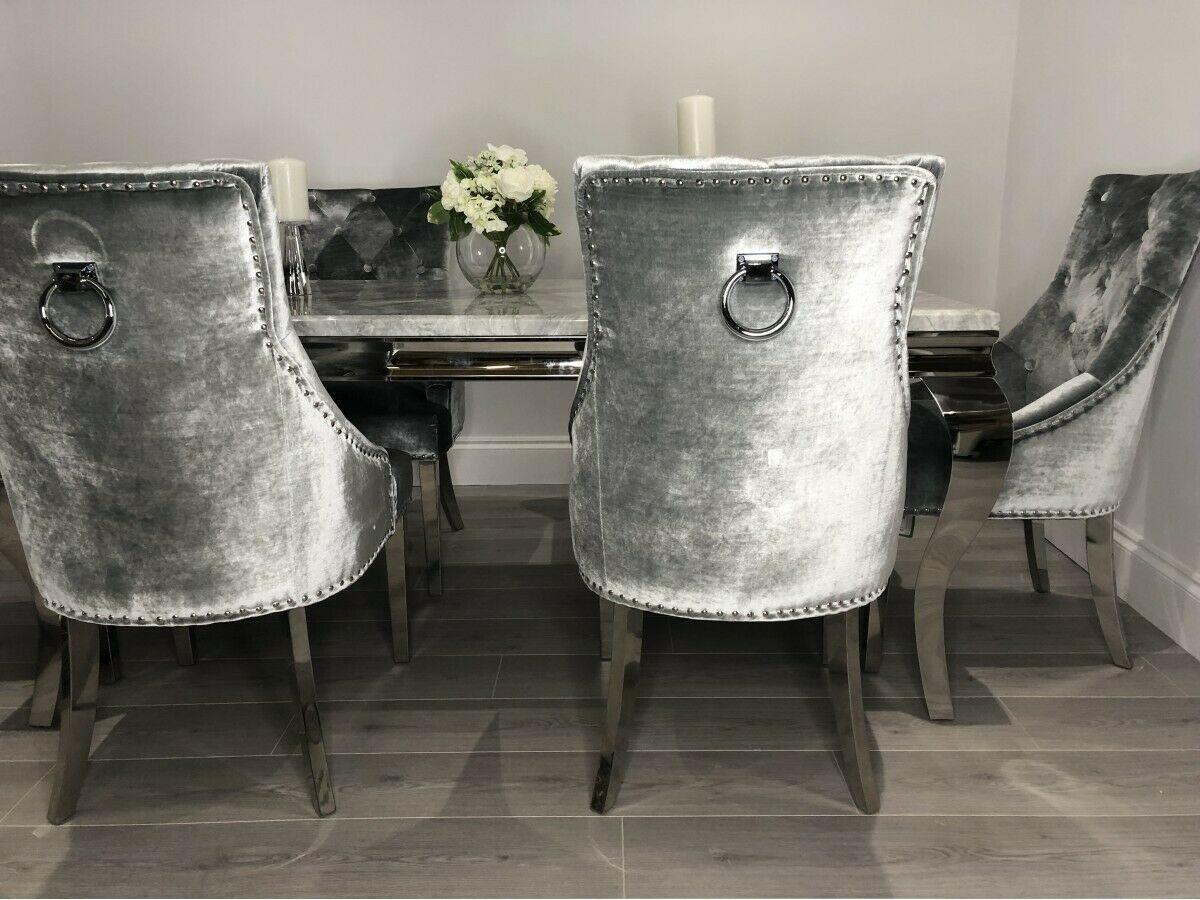 Arianna 180cm Grey Marble Dining Table + Belle Velvet Dining Chairs + Bench-Esme Furnishings