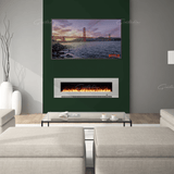 Aurora Grey 60" Insert Electric Fire 10 Colour LED Glass Wall Mounted Inset-Esme Furnishings