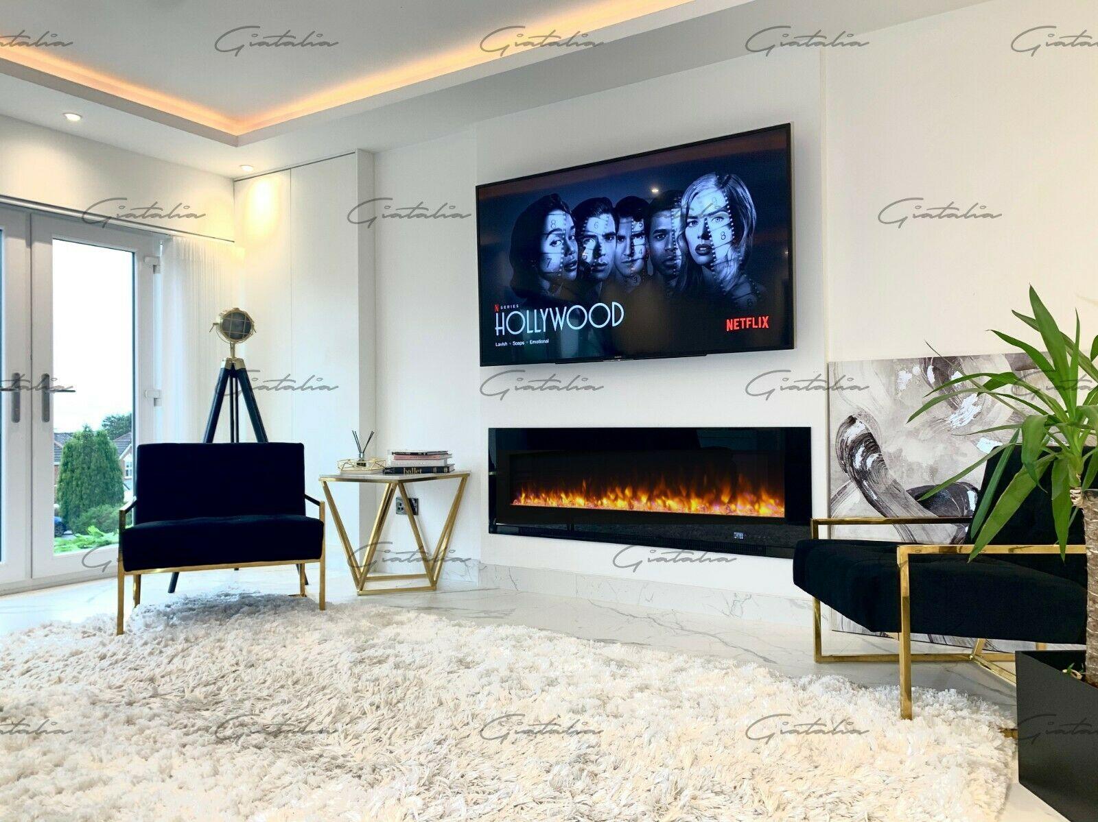 Aurora Black 50" Insert Electric Fire 10 Colour LED Glass Wall Mounted Inset PRE ORDER FOR JANUARY 2023-Esme Furnishings