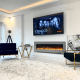 Aurora Grey 60" Insert Electric Fire 10 Colour LED Glass Wall Mounted Inset-Esme Furnishings