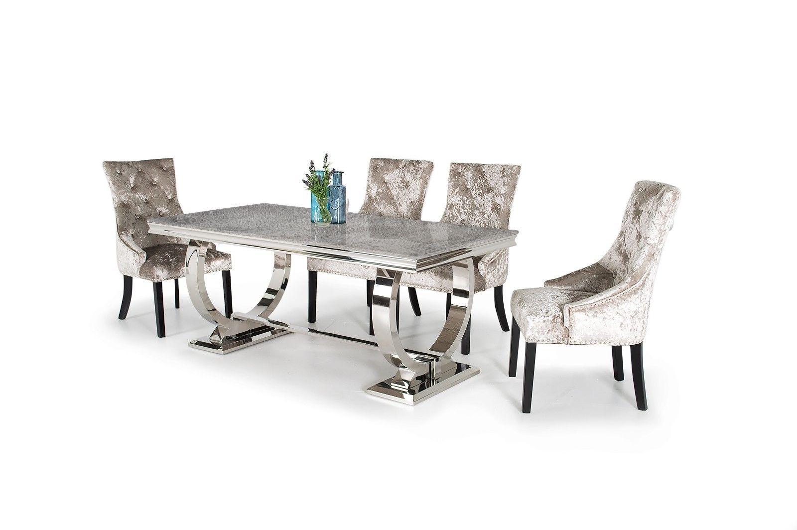 Arianna 200cm Grey Marble Dining Table-Esme Furnishings